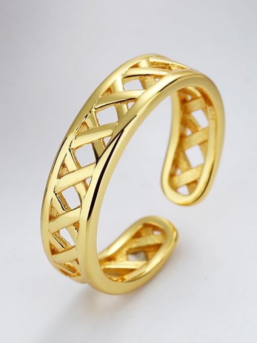 D046 gold color: about 2.36g 925 Sterling Silver Geometric Trend Band Ring