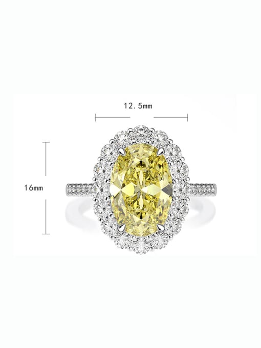 Lemon yellow 925 Sterling Silver High Carbon Diamond Geometric Luxury Band Ring
