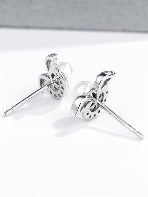 Supply 925 Sterling Silver 18K White Gold Plated Ball Earring Setting Stone diameter: 4mm 2