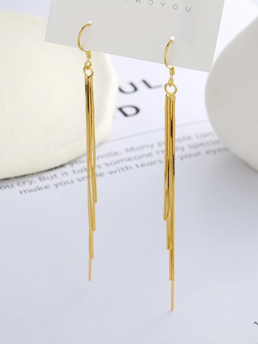 132fr gold color: about 3 G, right 925 Sterling Silver Tassel Trend Threader Earring