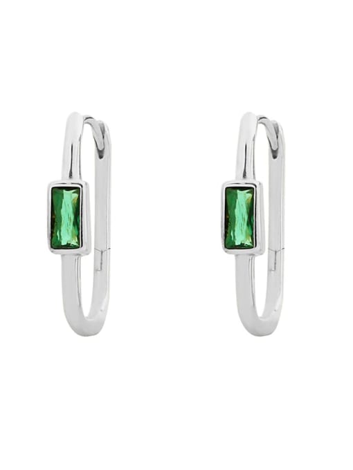 White gold G style 925 Sterling Silver Cubic Zirconia Geometric Minimalist Huggie Earring