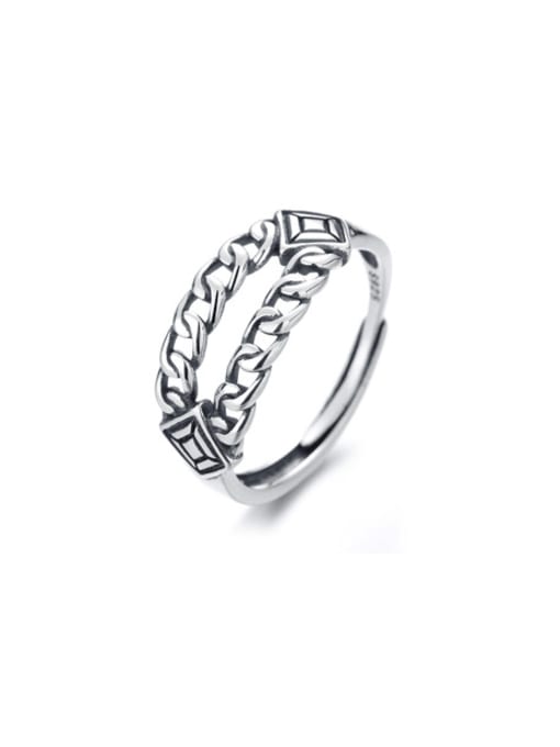 A201j about. 2.5G 925 Sterling Silver Geometric Vintage Band Ring
