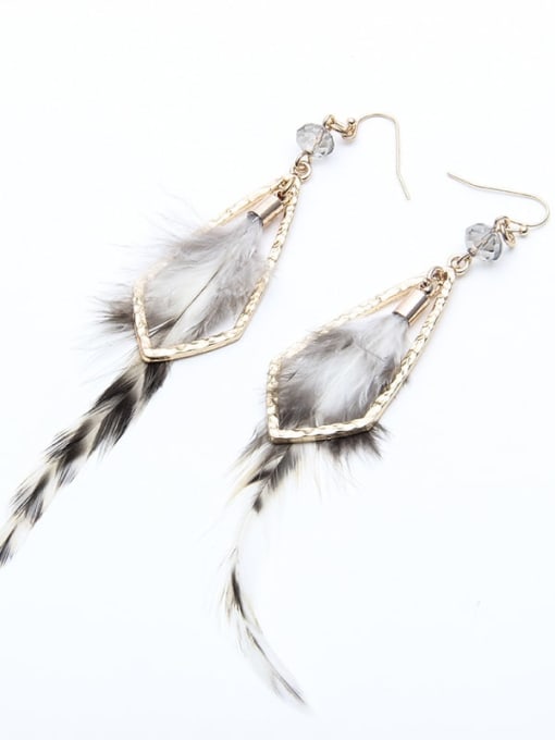 white Alloy Feather Bohemia Hand-Woven Drop Earring