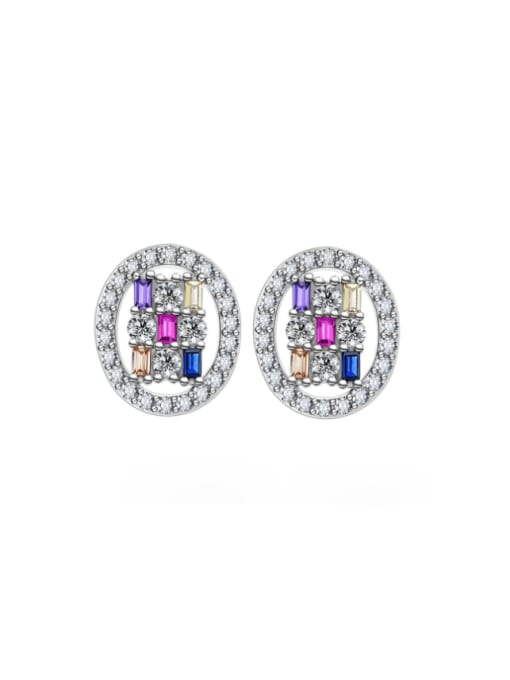A&T Jewelry 925 Sterling Silver High Carbon Diamond Geometric Luxury Cluster Earring