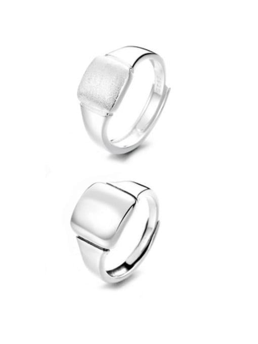 TAIS 925 Sterling Silver Square Minimalist Band Ring 0