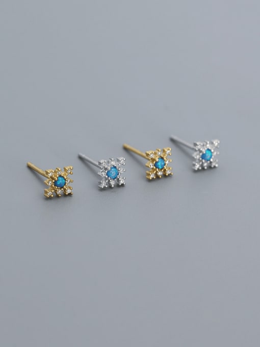 ACEE 925 Sterling Silver Synthetic Opal Flower Dainty Stud Earring