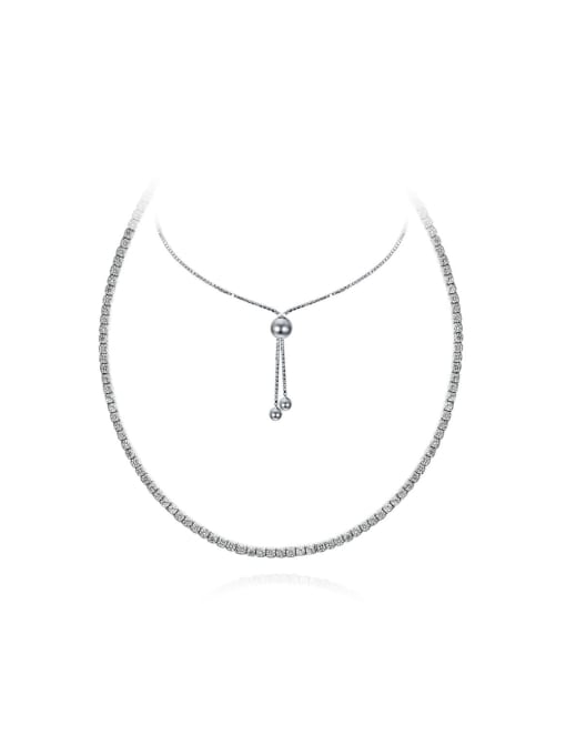 A&T Jewelry 925 Sterling Silver High Carbon Diamond Dainty Choker Necklace