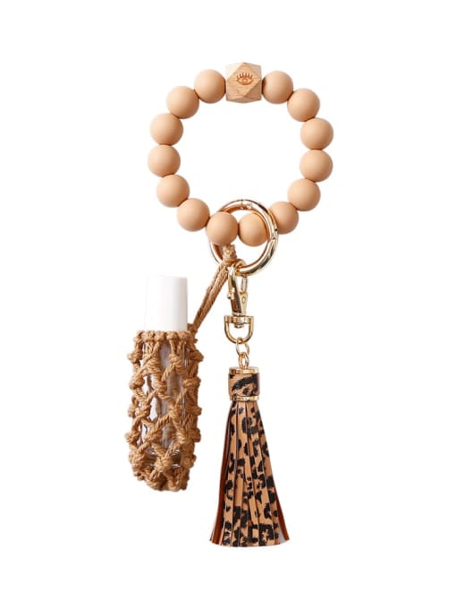 Leopard Print Silicone beads + perfume bottle+hand-woven key chain/bracelet