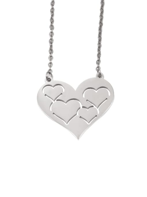 Steel color Stainless steel Hollow out Heart Minimalist Necklace
