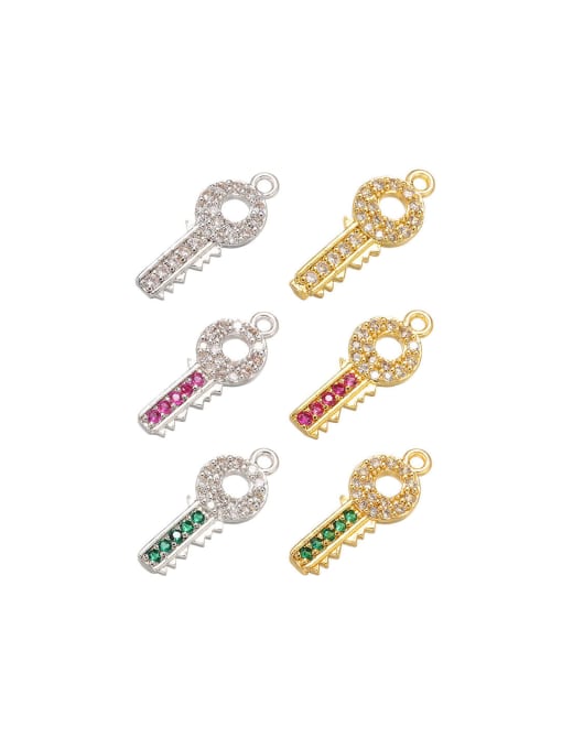 KOKO Copper Fancy Diamond Micro Setting Key Necklace Pendant 0