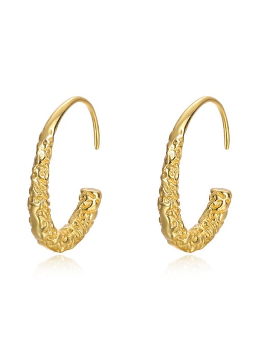 E3360 gold 925 Sterling Silver Geometric Hip Hop Hook Earring