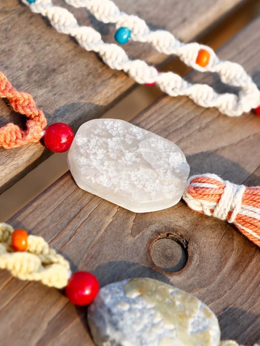 JMI Bead Natural stone Rope Cotton Tassel Bohemia Hand-Woven Long Strand Necklace 1