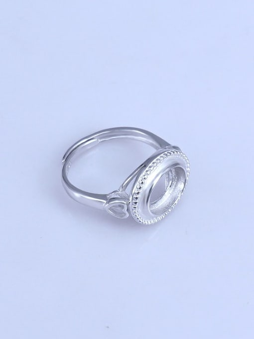 Supply 925 Sterling Silver 18K White Gold Plated Heart Round Ring Setting Stone size: 8*10mm 2