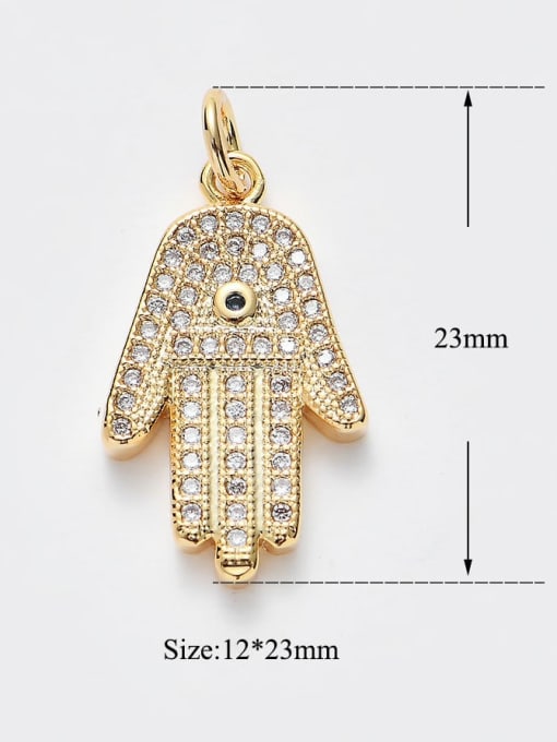 FTime Copper Alloy Plated White Cubic Zirconia Hand Charm Height : 12 mm , Width: 23 mm 1