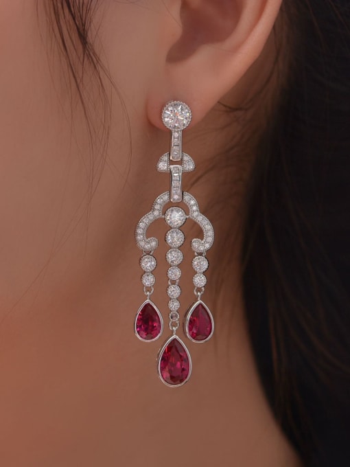 A&T Jewelry 925 Sterling Silver High Carbon Diamond Water Drop Luxury Drop Earring 1