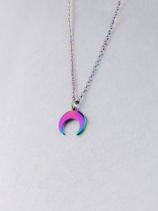 Rainbow color Stainless steel Moon Minimalist Necklace