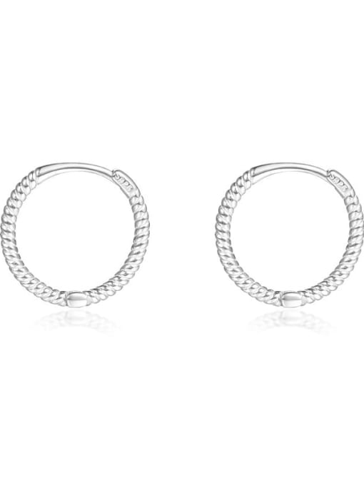 E3490 Platinum 13MM 925 Sterling Silver Geometric Minimalist Hoop Earring