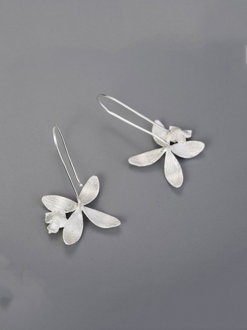 LOLUS 925 Sterling Silver natural flowers handmade Artisan Hook Earring 1