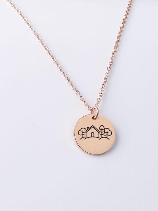 Rose gold yp001 88 20mm Stainless Steel Animation House Pattern Necklace