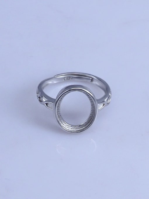 Supply 925 Sterling Silver 18K White Gold Plated Geometric Ring Setting Stone size: 10*12mm