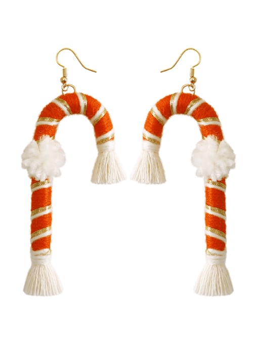 JMI Cotton Rope +Tassel Christmas Bossian Style Hand-Woven Earrings 0