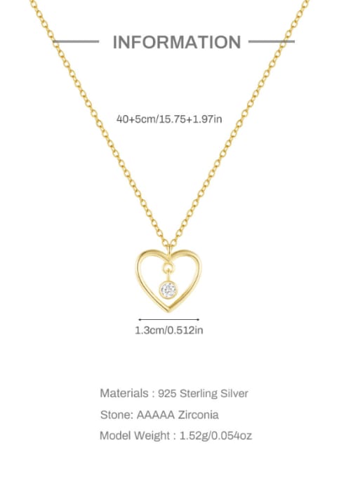 YUANFAN 925 Sterling Silver Cubic Zirconia Heart Minimalist Necklace 2