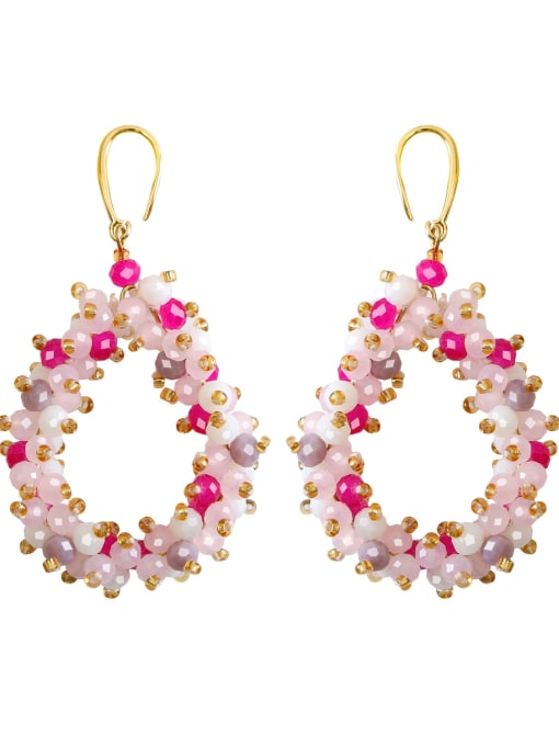 Pastel e68865 Multi Color Natural  Crystal Stone  Water Drop Trend Pure handmade Weave Earring