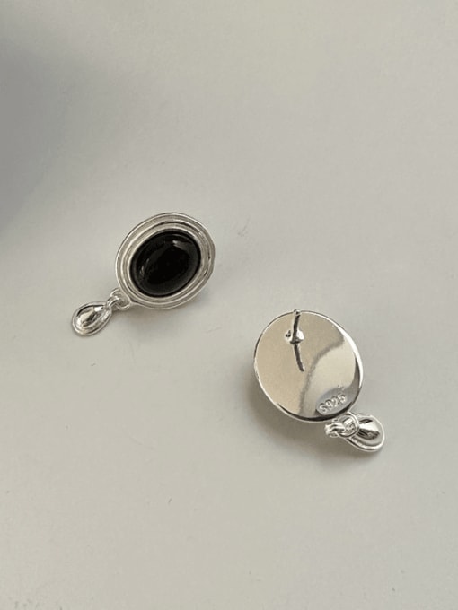ARTTI 925 Sterling Silver Obsidian Geometric Vintage Drop Earring 2