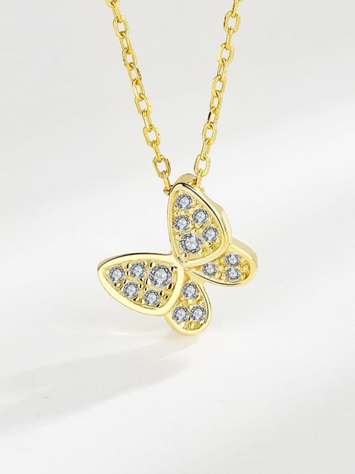 18k gold 925 Sterling Silver Cubic Zirconia Butterfly Minimalist Necklace