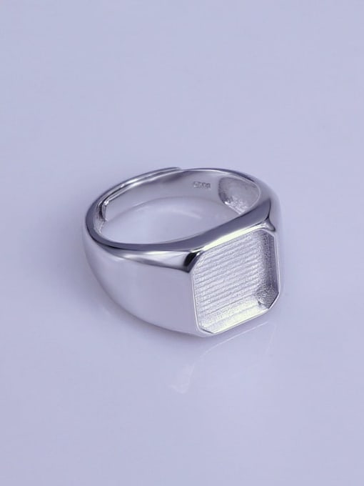 Supply 925 Sterling Silver 18K White Gold Plated Geometric Ring Setting Stone size: 10*10mm 2