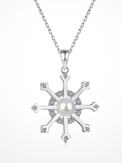 STL-Silver Jewelry 925 Sterling Silver Cubic Zirconia Flower Minimalist Necklace 2