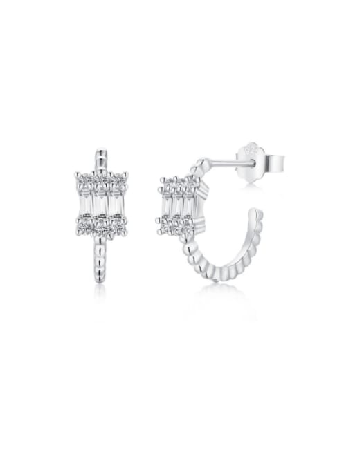 STL-Silver Jewelry 925 Sterling Silver Cubic Zirconia Geometric Minimalist Stud Earring 0