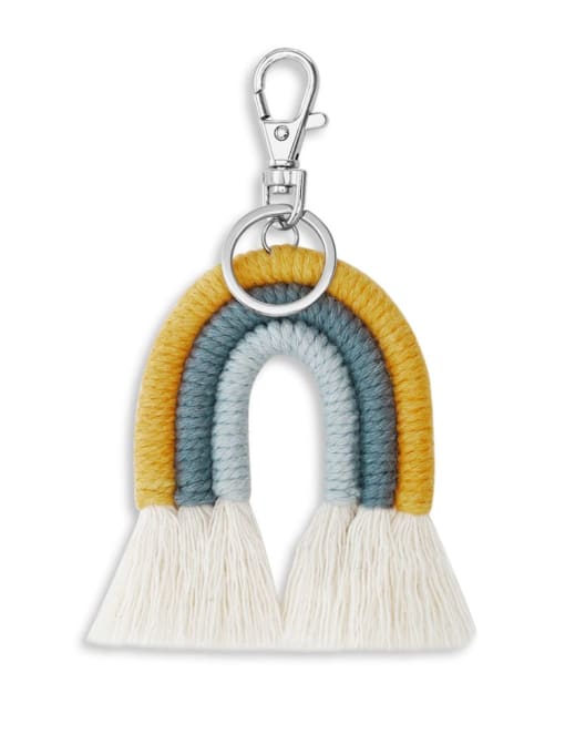 K68213 Alloy Cotton Rope  Rainbow Hand-Woven Artisan Key Chain/ Bag Pendant