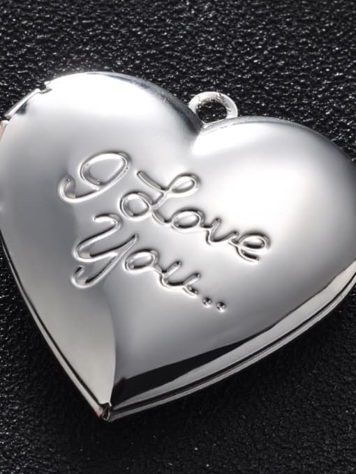 silvery Copper Message Heart Charm Height : 28.7mm , Width: 28.7 mm