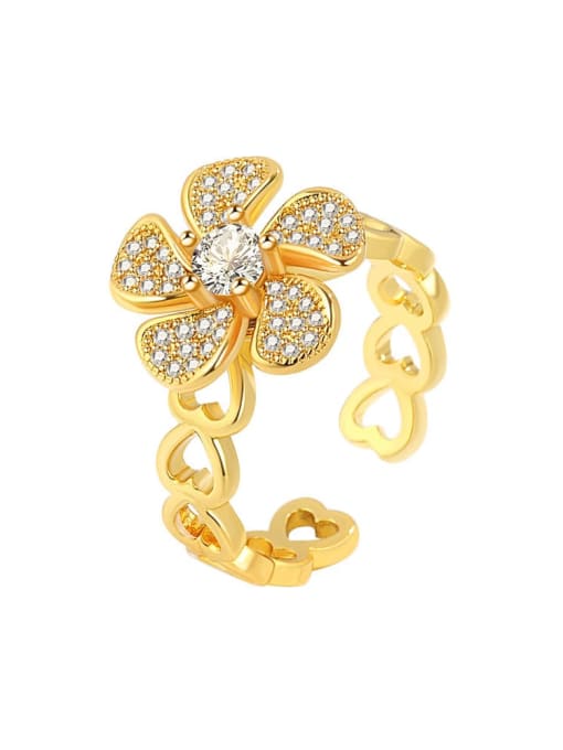 PNJ-Silver 925 Sterling Silver Cubic Zirconia  Rotate Flower Cute Band Ring 4