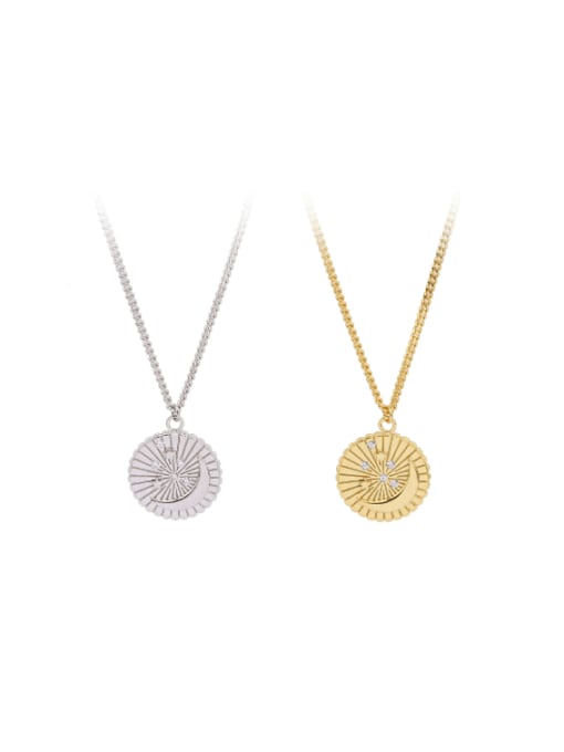 Jewel-Silver 925 Sterling Silver Sun Moon Star Minimalist Necklace 0