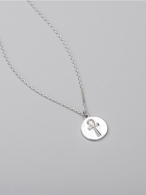 Life talisman round Card Necklace 925 Sterling Silver Cross Minimalist Necklace