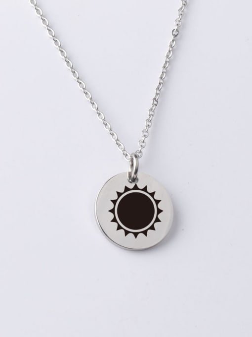Steel natural color yp001 133 20mm Stainless Steel Disc Sun Pattern Pendant Necklace