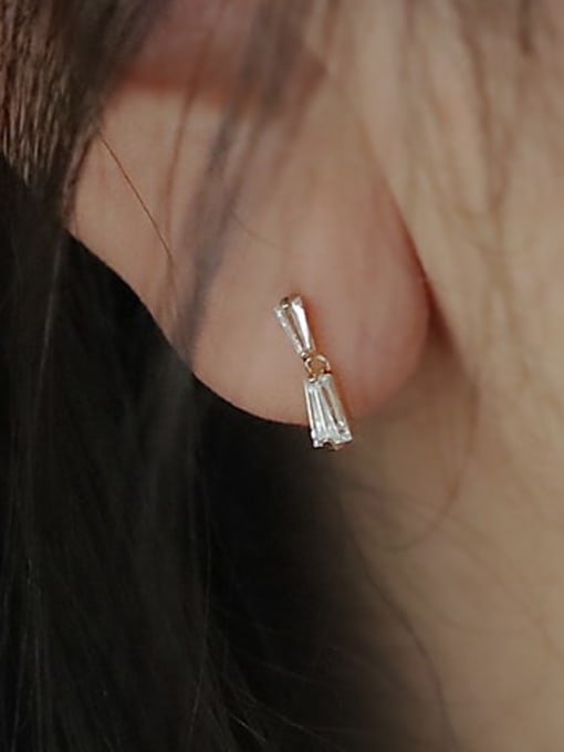 ZEMI 925 Sterling Silver Cubic Zirconia Geometric Minimalist Stud Earring 1