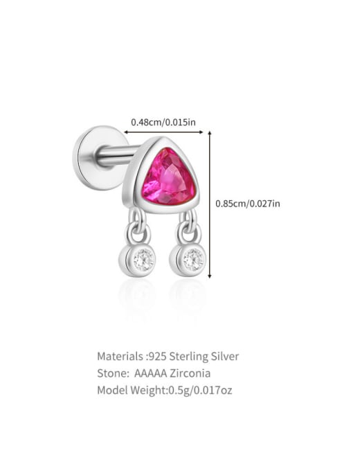Single Platinum 5 925 Sterling Silver Cubic Zirconia Geometric Dainty Single Earring