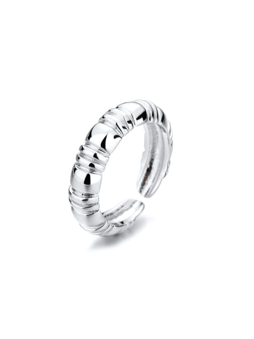 D023 Platinum 3.98g 925 Sterling Silver Geometric Vintage Band Ring