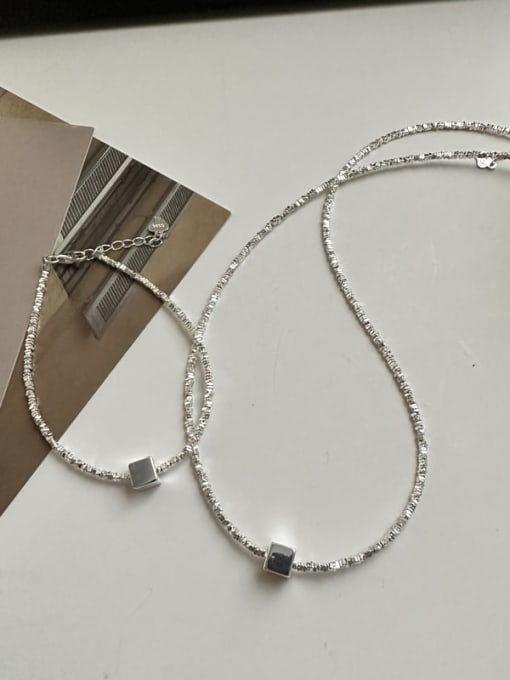 ARTTI 925 Sterling Silver Dainty Geometric Bracelet and Necklace Set 0