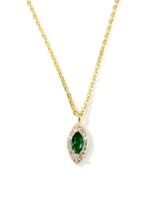 ZEMI 925 Sterling Silver Emerald Green Water Drop Dainty Necklace