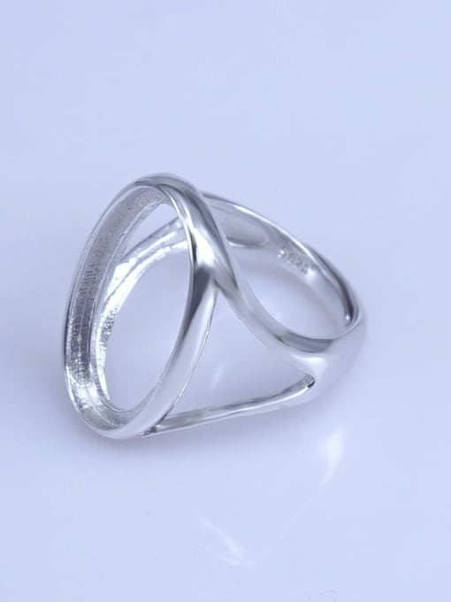 Supply 925 Sterling Silver 18K White Gold Plated Geometric Ring Setting Stone size: 13*23mm 1