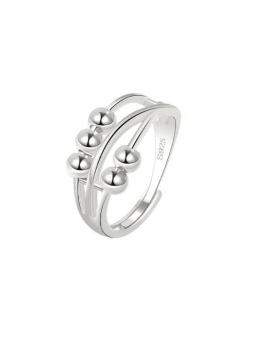 PNJ-Silver 925 Sterling Silver Bead Geometric Minimalist Stackable Ring 0