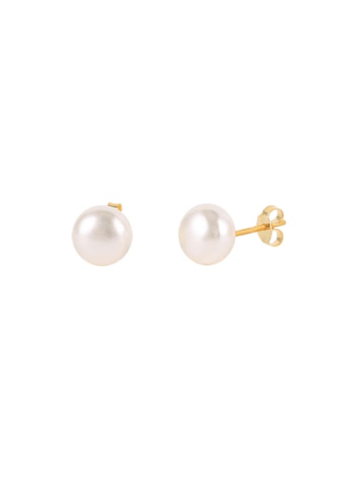 YUANFAN 925 Sterling Silver Imitation Pearl Geometric Minimalist Stud Earring 2