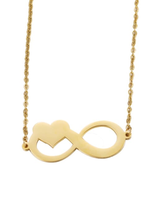 golden Stainless steel Number Heart Minimalist Necklace