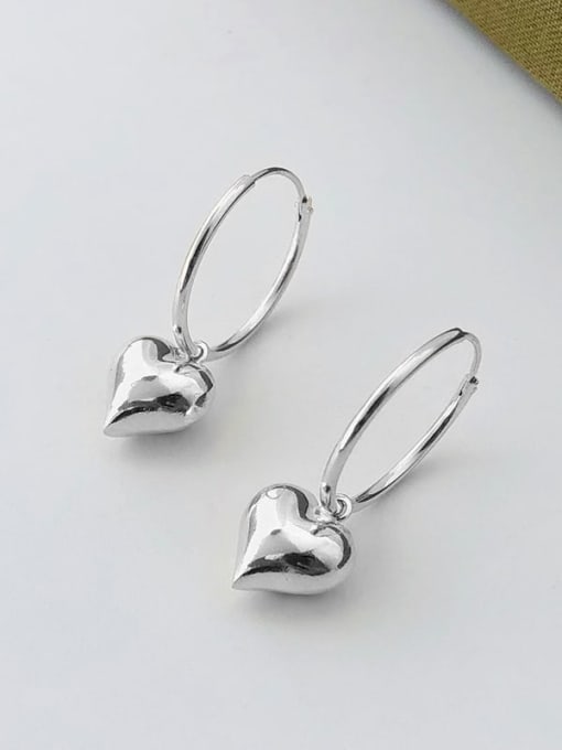 E2155 Plating Plating Earrings 925 Sterling Silver Heart Minimalist Huggie Earring