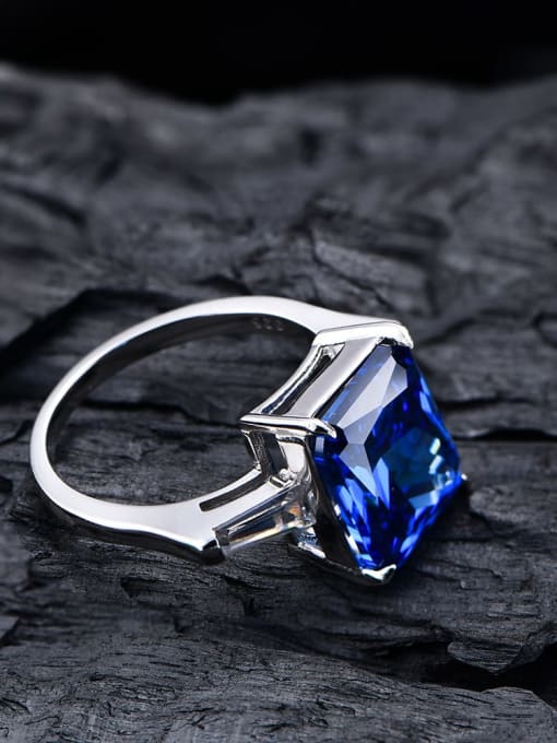 Royal Sapphire 22 925 Sterling Silver High Carbon Diamond Geometric Dainty Band Ring