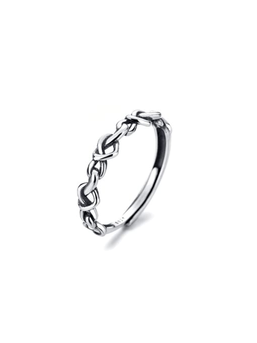 TAIS 925 Sterling Silver Twist Chain Heart Vintage Band Ring 0